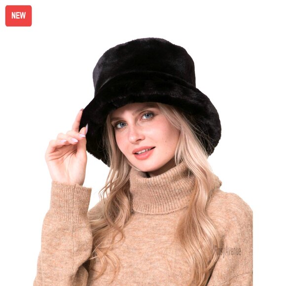 Faux Fur Bucket Hat Camouflage Printed Fisherman Cap
